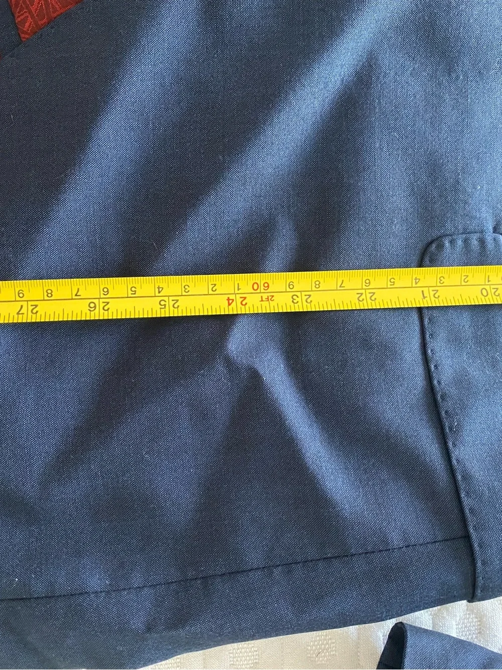 Men's Navy Blue Single-Breasted Blazer with Red Lining